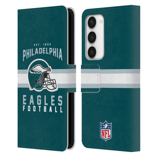 NFL Philadelphia Eagles Graphics Helmet Typography Leather Book Wallet Case Cover For Samsung Galaxy S23 5G