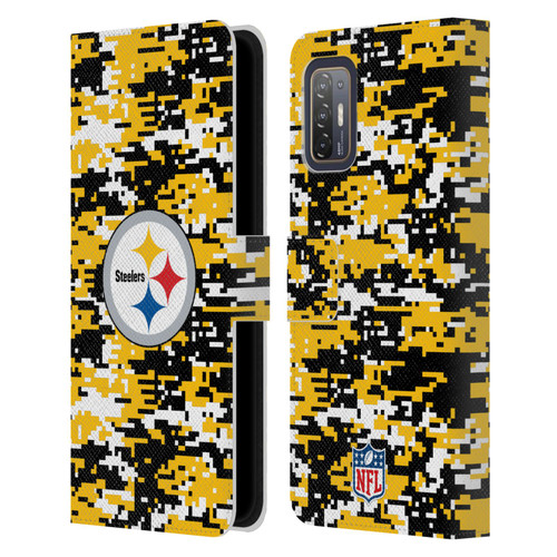 NFL Pittsburgh Steelers Graphics Digital Camouflage Leather Book Wallet Case Cover For HTC Desire 21 Pro 5G