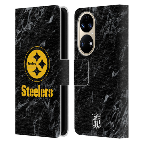 NFL Pittsburgh Steelers Graphics Coloured Marble Leather Book Wallet Case Cover For Huawei P50