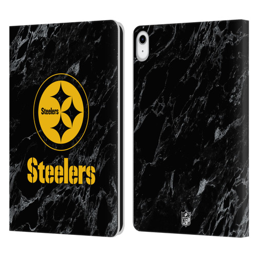 NFL Pittsburgh Steelers Graphics Coloured Marble Leather Book Wallet Case Cover For Apple iPad 10.9 (2022)