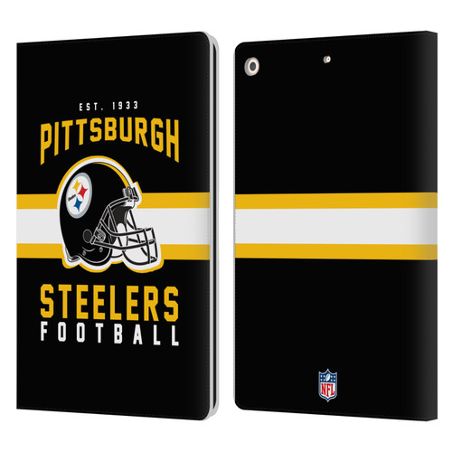 NFL Pittsburgh Steelers Graphics Helmet Typography Leather Book Wallet Case Cover For Apple iPad 10.2 2019/2020/2021