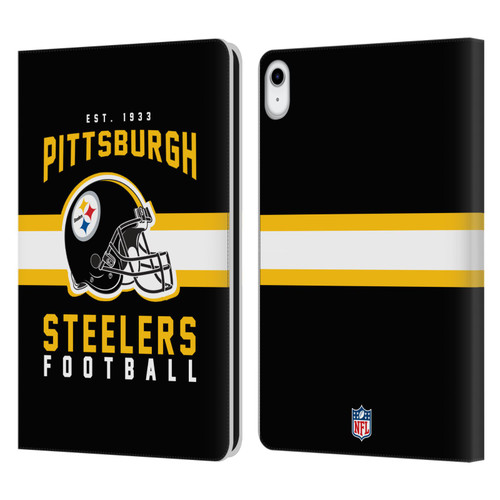 NFL Pittsburgh Steelers Graphics Helmet Typography Leather Book Wallet Case Cover For Apple iPad 10.9 2022/2025