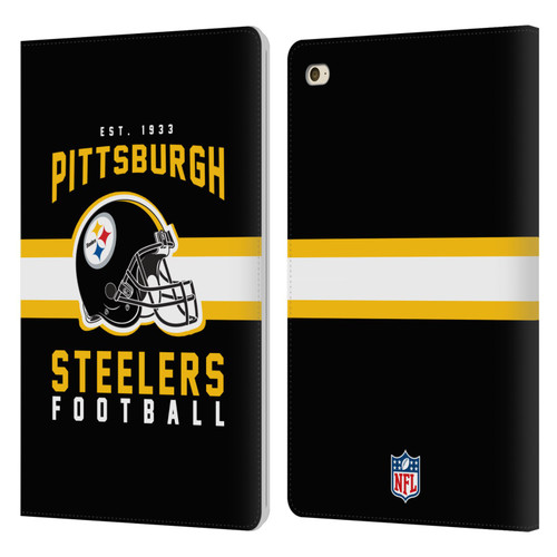 NFL Pittsburgh Steelers Graphics Helmet Typography Leather Book Wallet Case Cover For Apple iPad mini 4