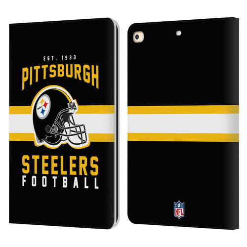 NFL Pittsburgh Steelers Graphics Helmet Typography Leather Book Wallet Case Cover For Apple iPad 9.7 2017 / iPad 9.7 2018