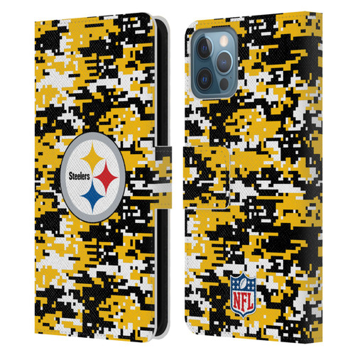 NFL Pittsburgh Steelers Graphics Digital Camouflage Leather Book Wallet Case Cover For Apple iPhone 12 / iPhone 12 Pro NFL Pittsburgh Steelers Graphics Digital Camouflage Leather Book Wallet Case Cover For Apple iPhone 12 / iPhone 12 Pro