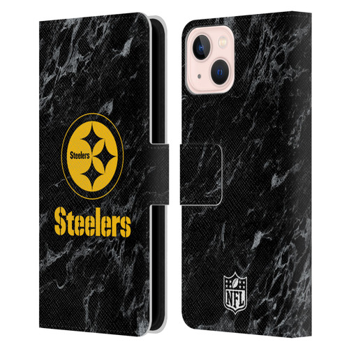 NFL Pittsburgh Steelers Graphics Coloured Marble Leather Book Wallet Case Cover For Apple iPhone 13