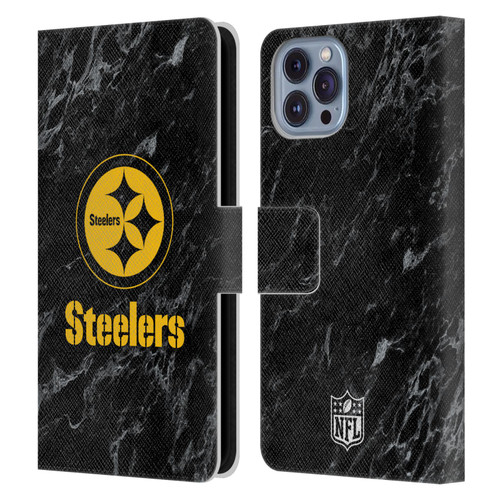 NFL Pittsburgh Steelers Graphics Coloured Marble Leather Book Wallet Case Cover For Apple iPhone 14