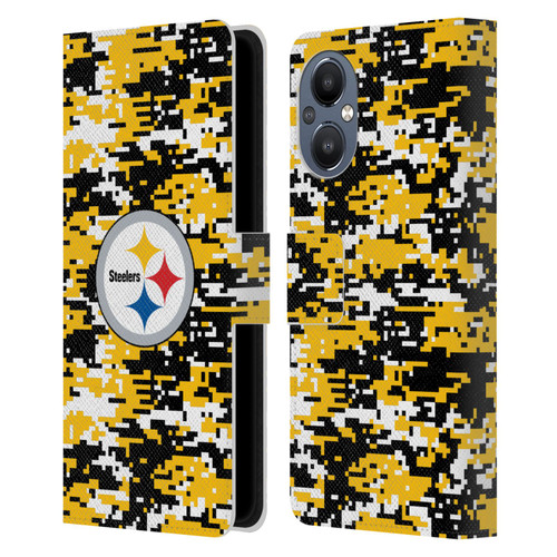NFL Pittsburgh Steelers Graphics Digital Camouflage Leather Book Wallet Case Cover For OnePlus Nord N20 5G