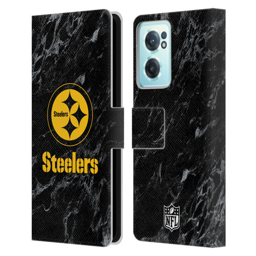 NFL Pittsburgh Steelers Graphics Coloured Marble Leather Book Wallet Case Cover For OnePlus Nord CE 2 5G