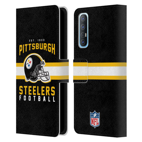 NFL Pittsburgh Steelers Graphics Helmet Typography Leather Book Wallet Case Cover For OPPO Find X2 Neo 5G