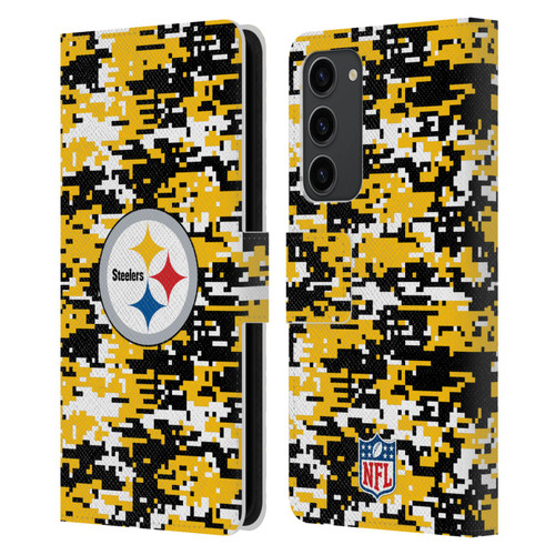 NFL Pittsburgh Steelers Graphics Digital Camouflage Leather Book Wallet Case Cover For Samsung Galaxy S23+ 5G