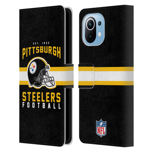 NFL Pittsburgh Steelers Graphics Helmet Typography Leather Book Wallet Case Cover For Xiaomi Mi 11
