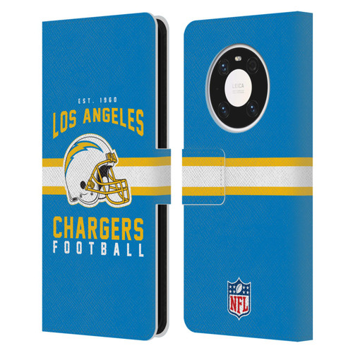 NFL Los Angeles Chargers Graphics Helmet Typography Leather Book Wallet Case Cover For Huawei Mate 40 Pro 5G