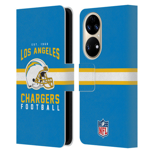 NFL Los Angeles Chargers Graphics Helmet Typography Leather Book Wallet Case Cover For Huawei P50
