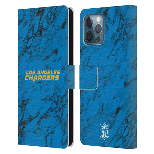 NFL Los Angeles Chargers Graphics Coloured Marble Leather Book Wallet Case Cover For Apple iPhone 12 Pro Max