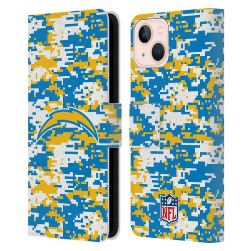 NFL Los Angeles Chargers Graphics Digital Camouflage Leather Book Wallet Case Cover For Apple iPhone 13