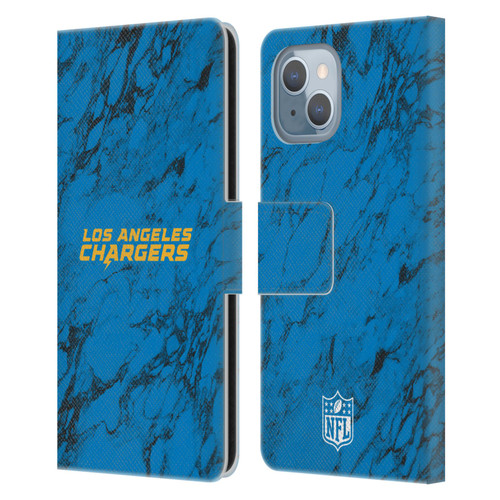 NFL Los Angeles Chargers Graphics Coloured Marble Leather Book Wallet Case Cover For Apple iPhone 14