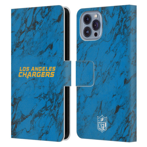 NFL Los Angeles Chargers Graphics Coloured Marble Leather Book Wallet Case Cover For Apple iPhone 14