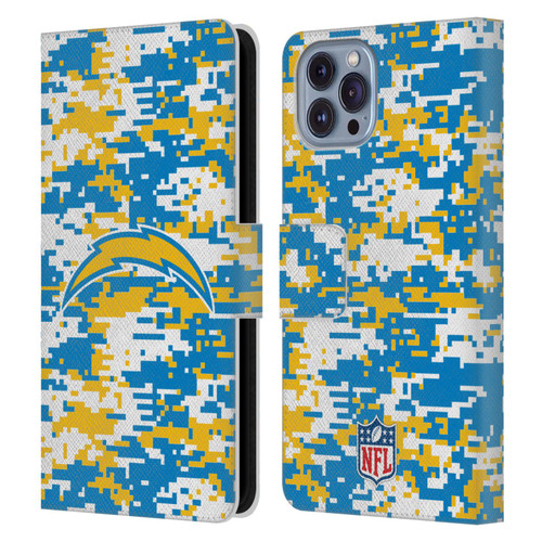 NFL Los Angeles Chargers Graphics Digital Camouflage Leather Book Wallet Case Cover For Apple iPhone 14