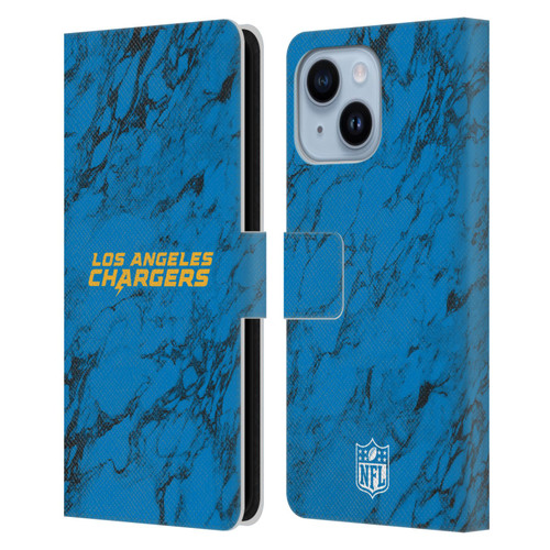 NFL Los Angeles Chargers Graphics Coloured Marble Leather Book Wallet Case Cover For Apple iPhone 14 Plus