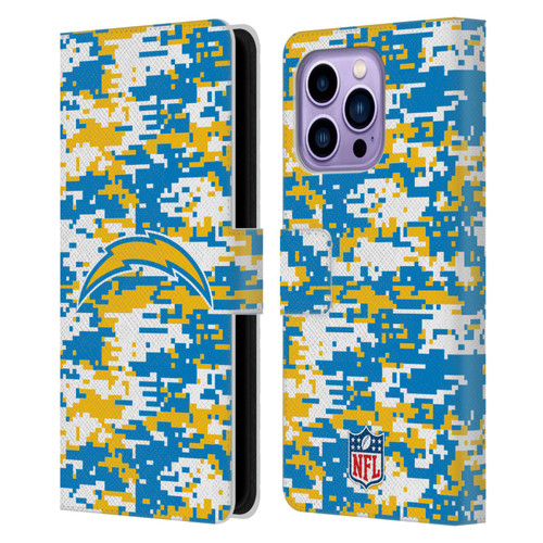 NFL Los Angeles Chargers Graphics Digital Camouflage Leather Book Wallet Case Cover For Apple iPhone 14 Pro Max