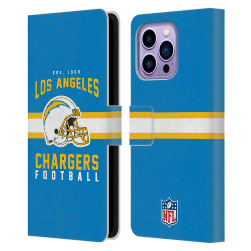 NFL Los Angeles Chargers Graphics Helmet Typography Leather Book Wallet Case Cover For Apple iPhone 14 Pro Max