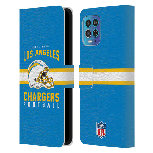 NFL Los Angeles Chargers Graphics Helmet Typography Leather Book Wallet Case Cover For Motorola Moto G100