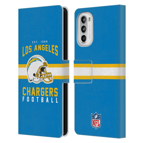 NFL Los Angeles Chargers Graphics Helmet Typography Leather Book Wallet Case Cover For Motorola Moto G52