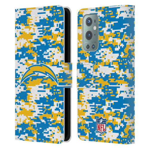 NFL Los Angeles Chargers Graphics Digital Camouflage Leather Book Wallet Case Cover For OnePlus 9