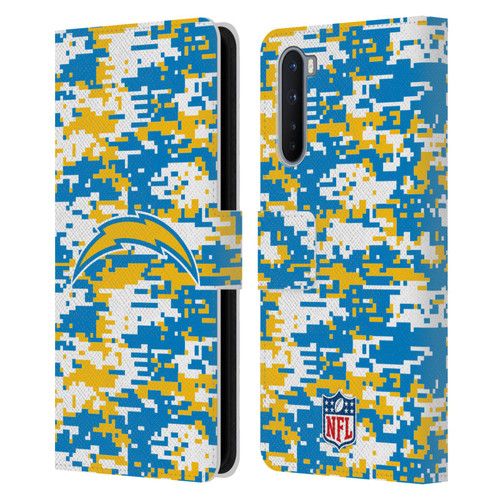 NFL Los Angeles Chargers Graphics Digital Camouflage Leather Book Wallet Case Cover For OnePlus Nord 5G