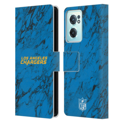 NFL Los Angeles Chargers Graphics Coloured Marble Leather Book Wallet Case Cover For OnePlus Nord CE 2 5G