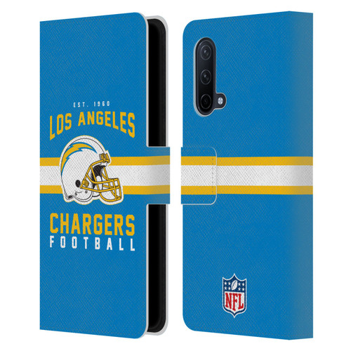NFL Los Angeles Chargers Graphics Helmet Typography Leather Book Wallet Case Cover For OnePlus Nord CE 5G