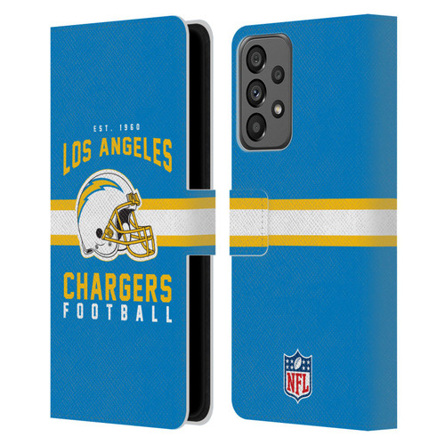 NFL Los Angeles Chargers Graphics Helmet Typography Leather Book Wallet Case Cover For Samsung Galaxy A73 5G (2022)