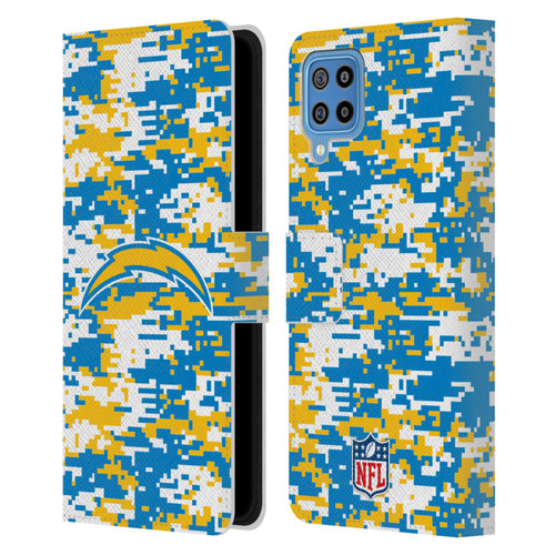 NFL Los Angeles Chargers Graphics Digital Camouflage Leather Book Wallet Case Cover For Samsung Galaxy F22 (2021)