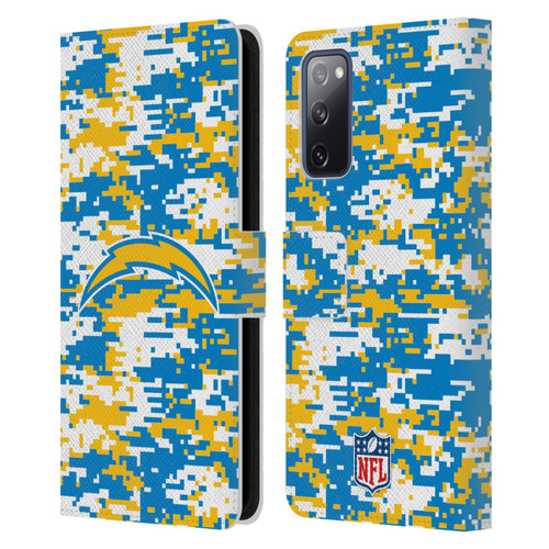 NFL Los Angeles Chargers Graphics Digital Camouflage Leather Book Wallet Case Cover For Samsung Galaxy S20 FE / 5G