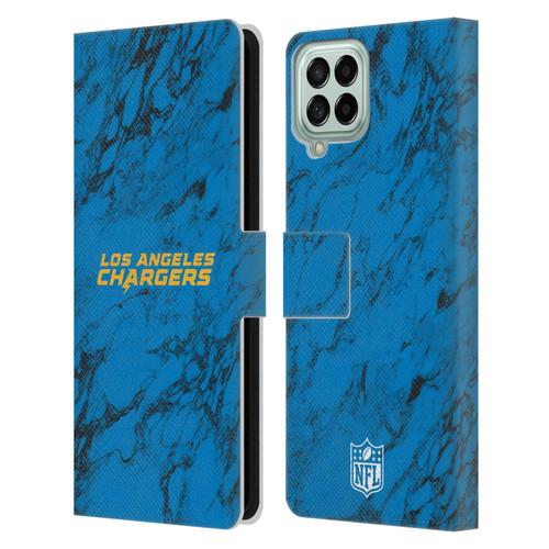 NFL Los Angeles Chargers Graphics Coloured Marble Leather Book Wallet Case Cover For Samsung Galaxy M33 (2022)