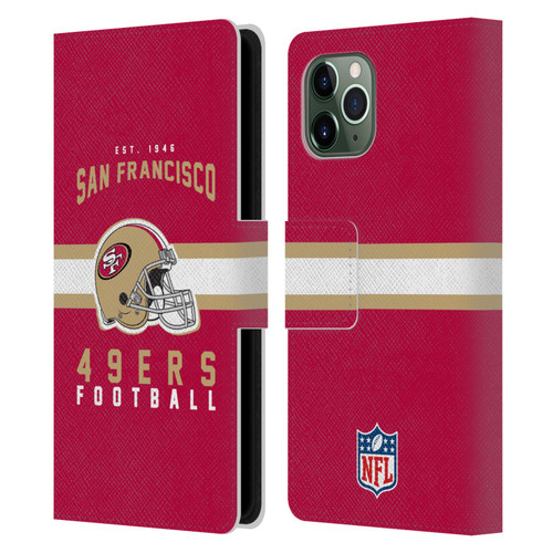 NFL San Francisco 49ers Graphics Helmet Typography Leather Book Wallet Case Cover For Apple iPhone 11 Pro