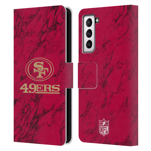 NFL San Francisco 49ers Graphics Coloured Marble Leather Book Wallet Case Cover For Samsung Galaxy S21 5G