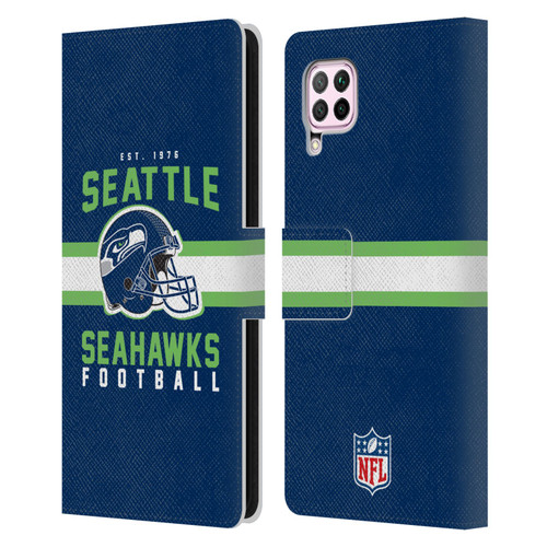 NFL Seattle Seahawks Graphics Helmet Typography Leather Book Wallet Case Cover For Huawei Nova 6 SE / P40 Lite