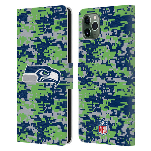 NFL Seattle Seahawks Graphics Digital Camouflage Leather Book Wallet Case Cover For Apple iPhone 11 Pro Max