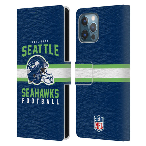 NFL Seattle Seahawks Graphics Helmet Typography Leather Book Wallet Case Cover For Apple iPhone 12 Pro Max