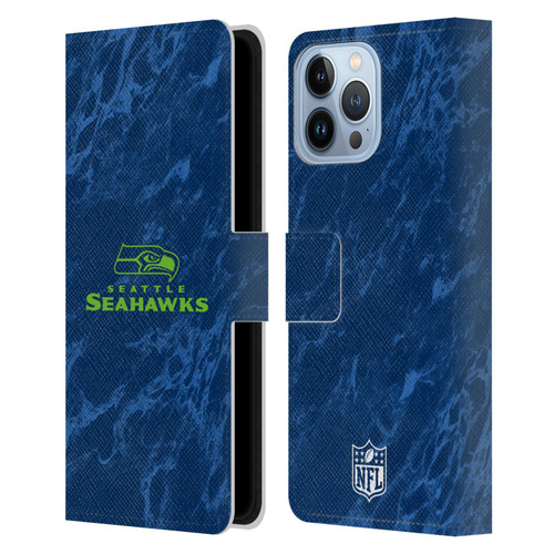 NFL Seattle Seahawks Graphics Coloured Marble Leather Book Wallet Case Cover For Apple iPhone 13 Pro Max