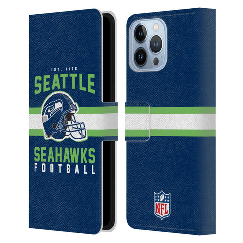 NFL Seattle Seahawks Graphics Helmet Typography Leather Book Wallet Case Cover For Apple iPhone 13 Pro Max