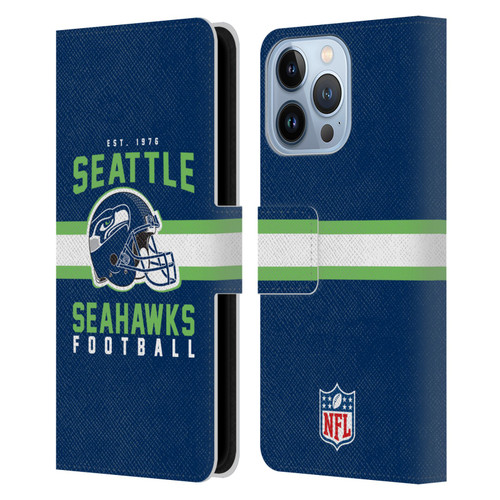 NFL Seattle Seahawks Graphics Helmet Typography Leather Book Wallet Case Cover For Apple iPhone 13 Pro