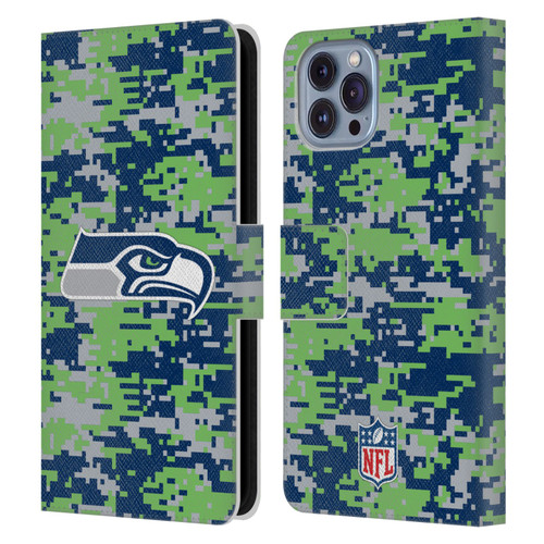 NFL Seattle Seahawks Graphics Digital Camouflage Leather Book Wallet Case Cover For Apple iPhone 14