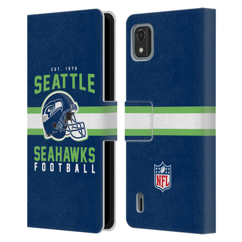 NFL Seattle Seahawks Graphics Helmet Typography Leather Book Wallet Case Cover For Nokia C2 2nd Edition