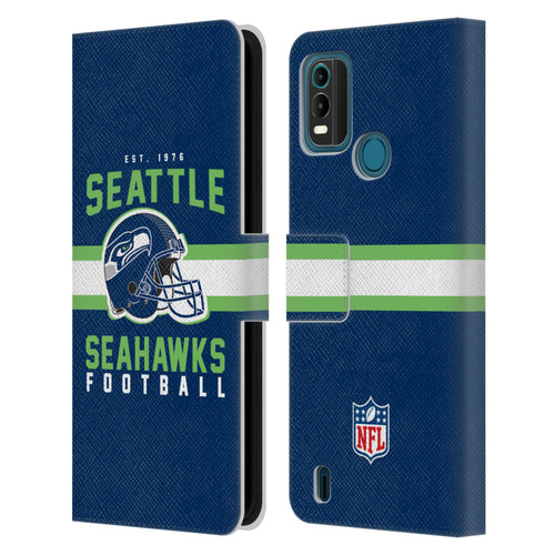 NFL Seattle Seahawks Graphics Helmet Typography Leather Book Wallet Case Cover For Nokia G11 Plus