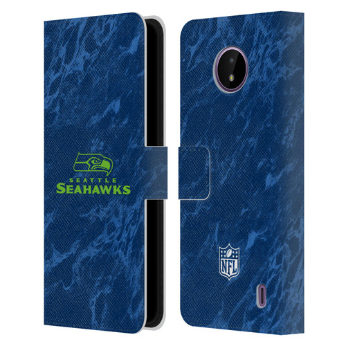 NFL Seattle Seahawks Graphics Coloured Marble Leather Book Wallet Case Cover For Nokia C10 / C20