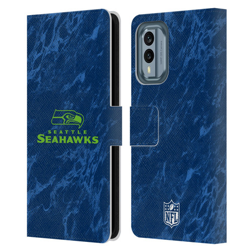 NFL Seattle Seahawks Graphics Coloured Marble Leather Book Wallet Case Cover For Nokia X30