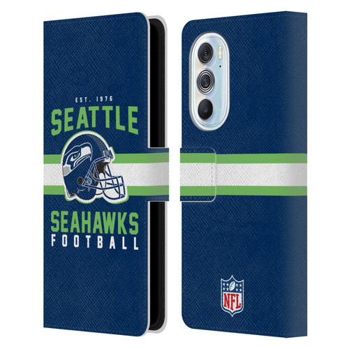 NFL Seattle Seahawks Graphics Helmet Typography Leather Book Wallet Case Cover For Motorola Edge X30